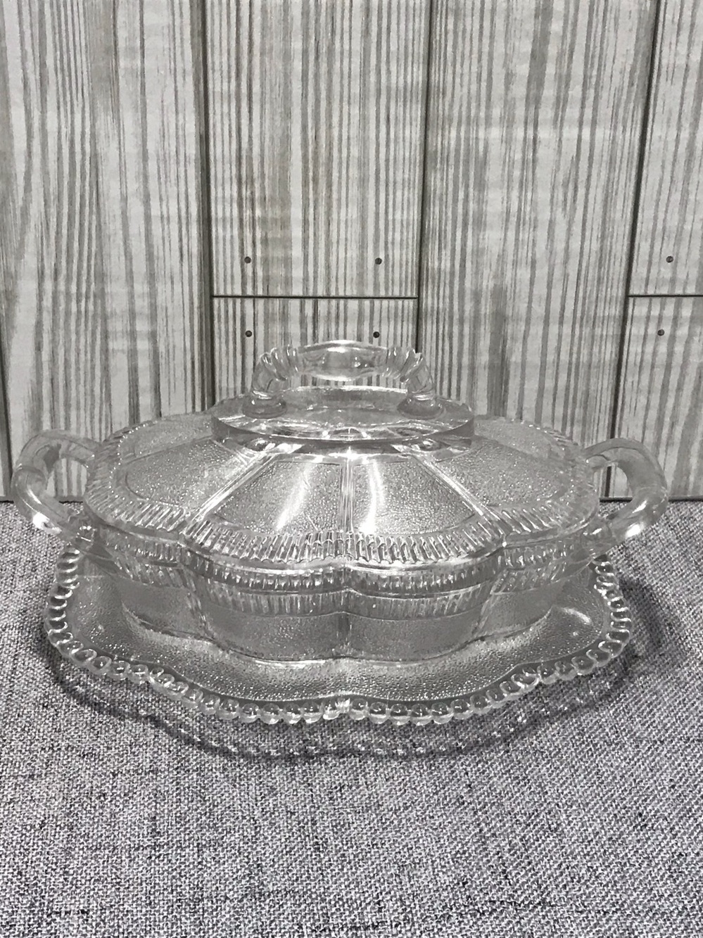 Antique Bryce Brothers “Lorne” pattern covered butter dish
